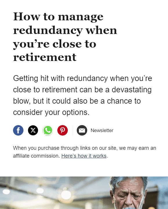 How to manage redundancy when you’re close to retirement